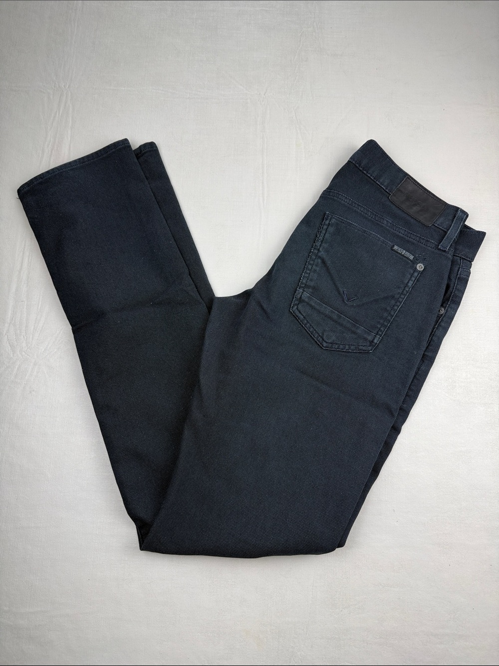 Hudson Jeans Blake Slim Straight Dark Gray Micro Dot Denim Button Fly Size 30